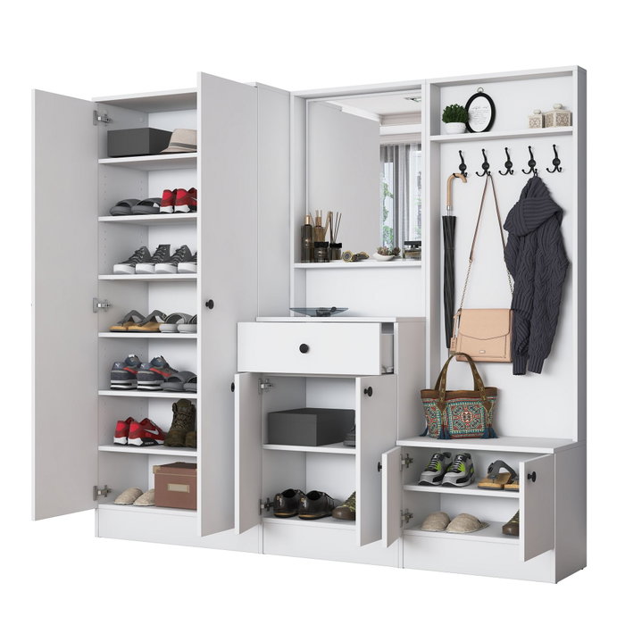 Hanah Home Perchero Blanco con Estante Ajustable Hanah Home Perchero Blanco con Estante Ajustable